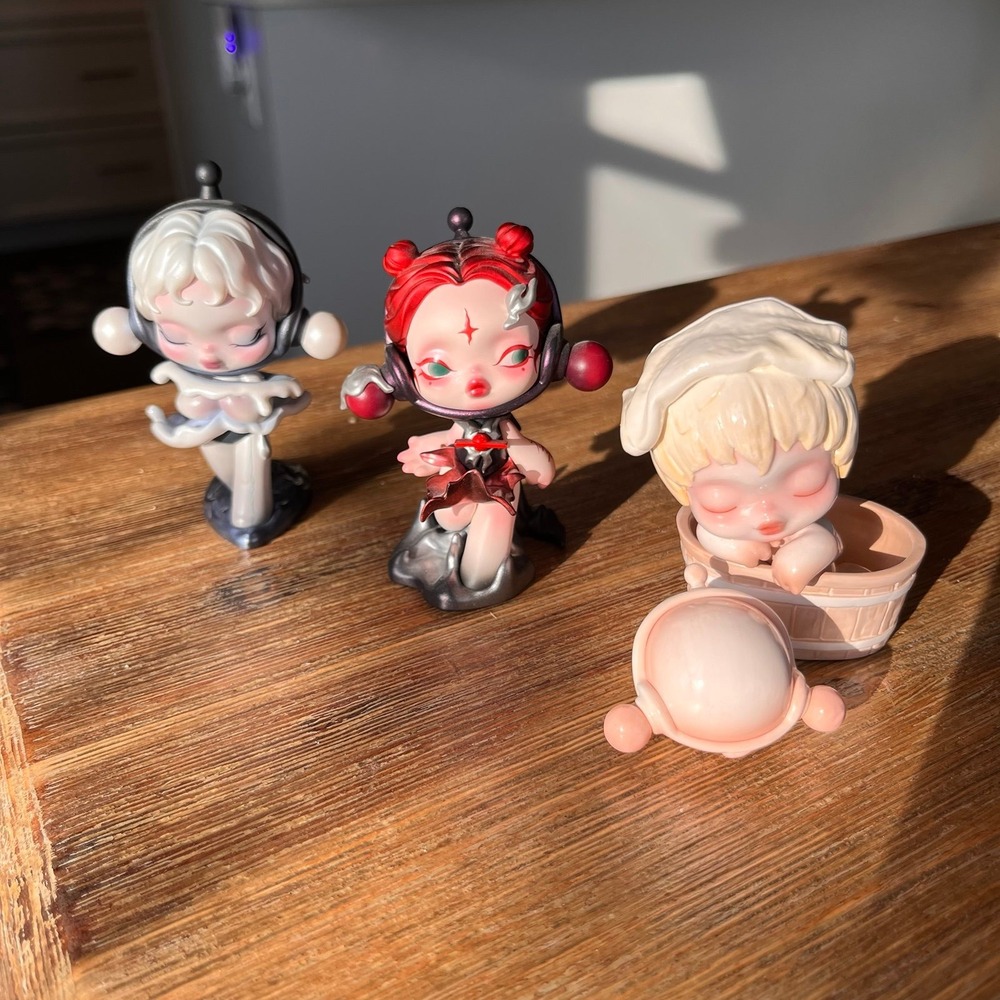 3 SKULLPANDA POP Mart figures Sound "Anger" & "Pensiveness" & Warmth "Loosening